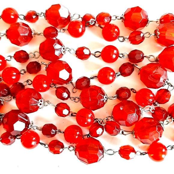 Long Endless Red Bead Necklace - Picture 4 of 4